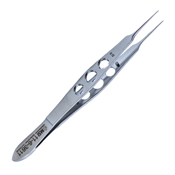 Castroviejo Suturing Forceps 0.12mm 1 x 2 Teeth On A Three-Holed Handle, 20mm Straight Shafts Overall Length Of 4 1/4" (110mm) 